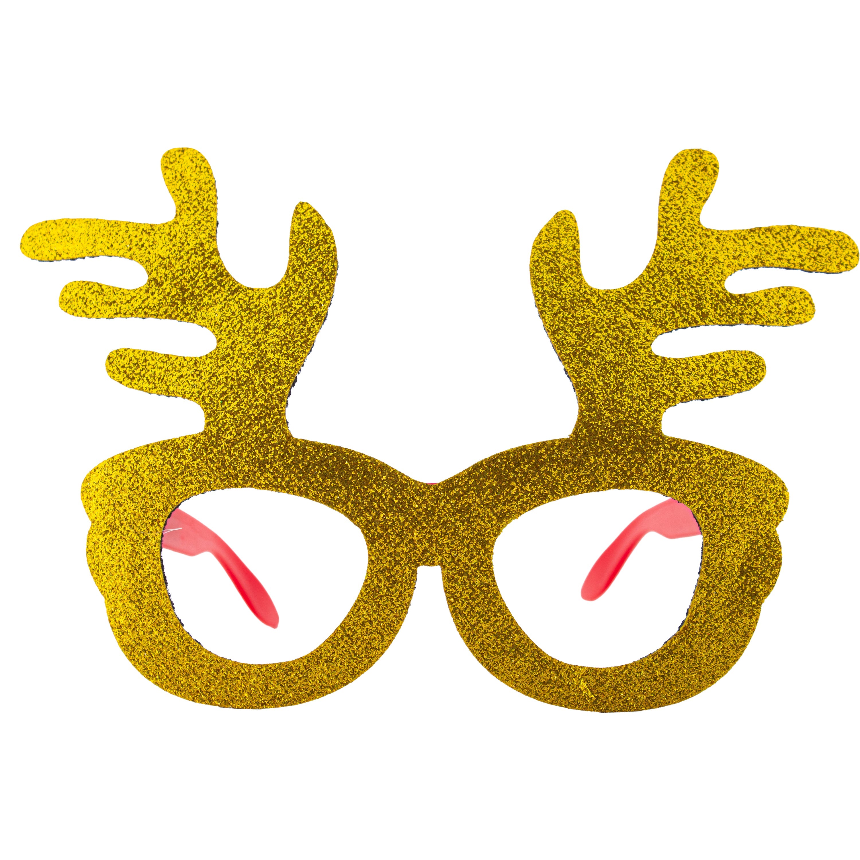 Christmas Glitter Reindeer Eye Glass Frame for Adults and Kids Gold 1pc