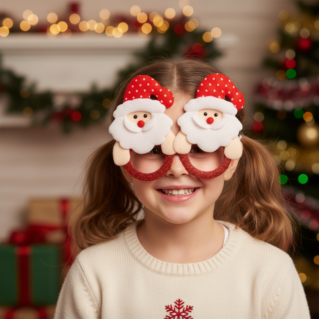 Christmas Santa Eye Glass Frame for Adults and Kids Red 1pc