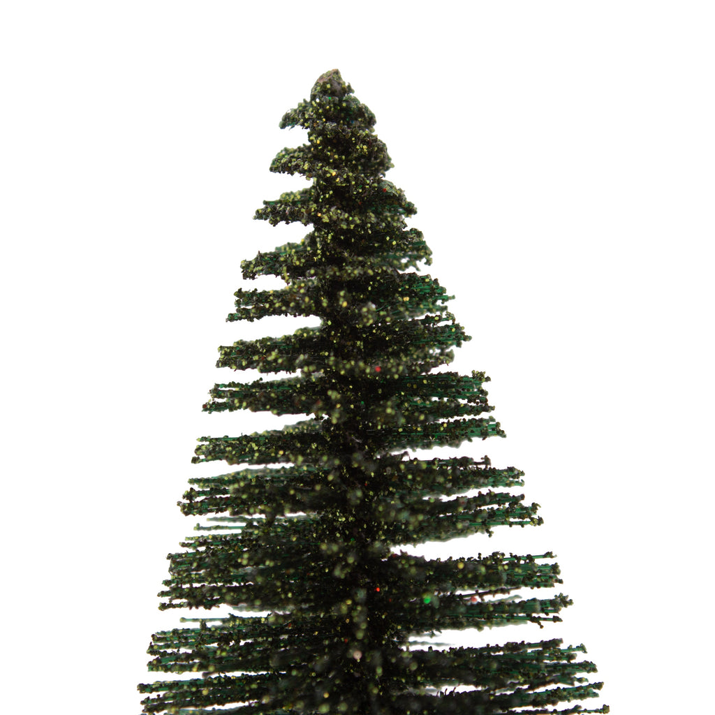 Christmas Table Topper Glitter Bristle Tree Green H9inch X W7cm 1pc