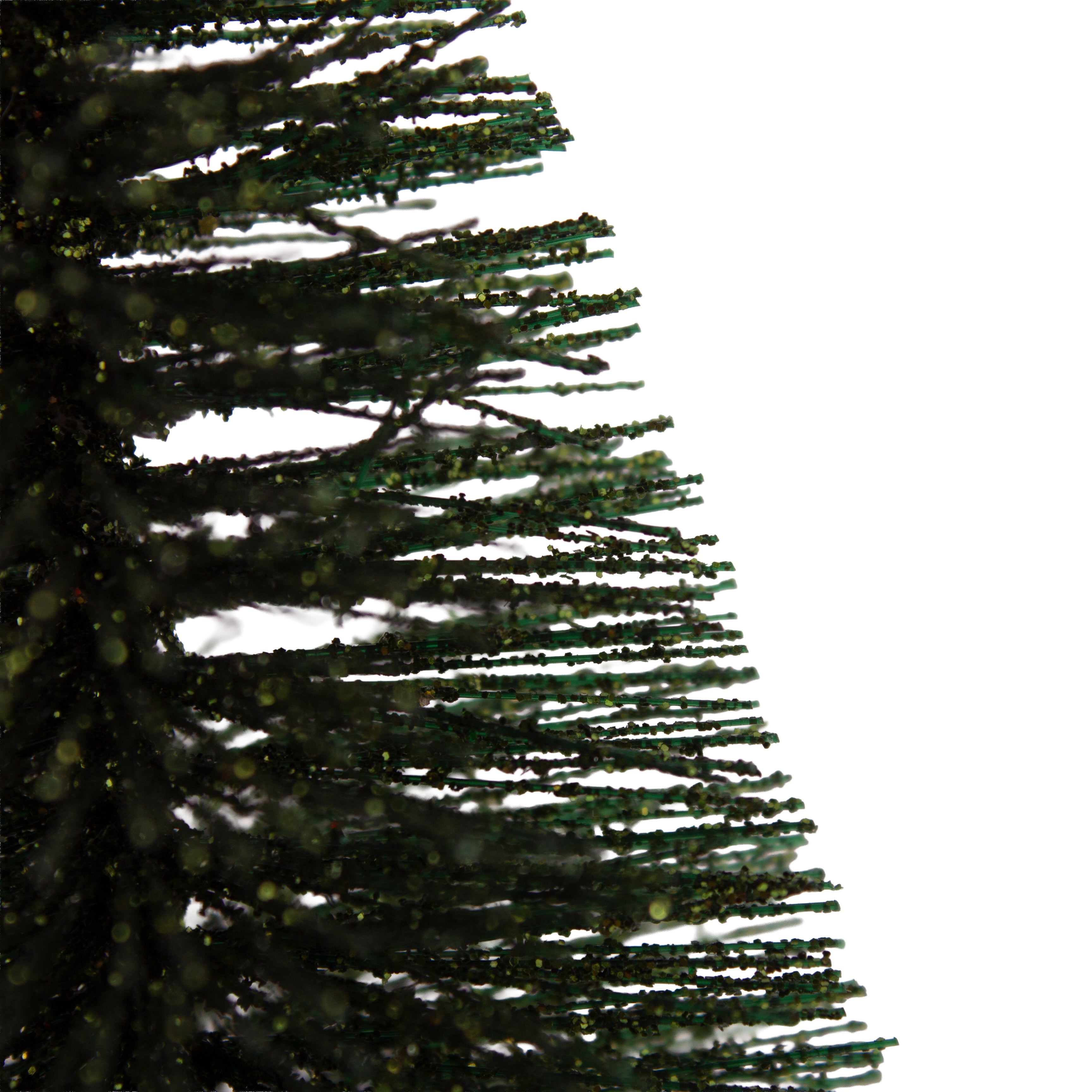Christmas Table Topper Glitter Bristle Tree Green H9inch X W7cm 1pc