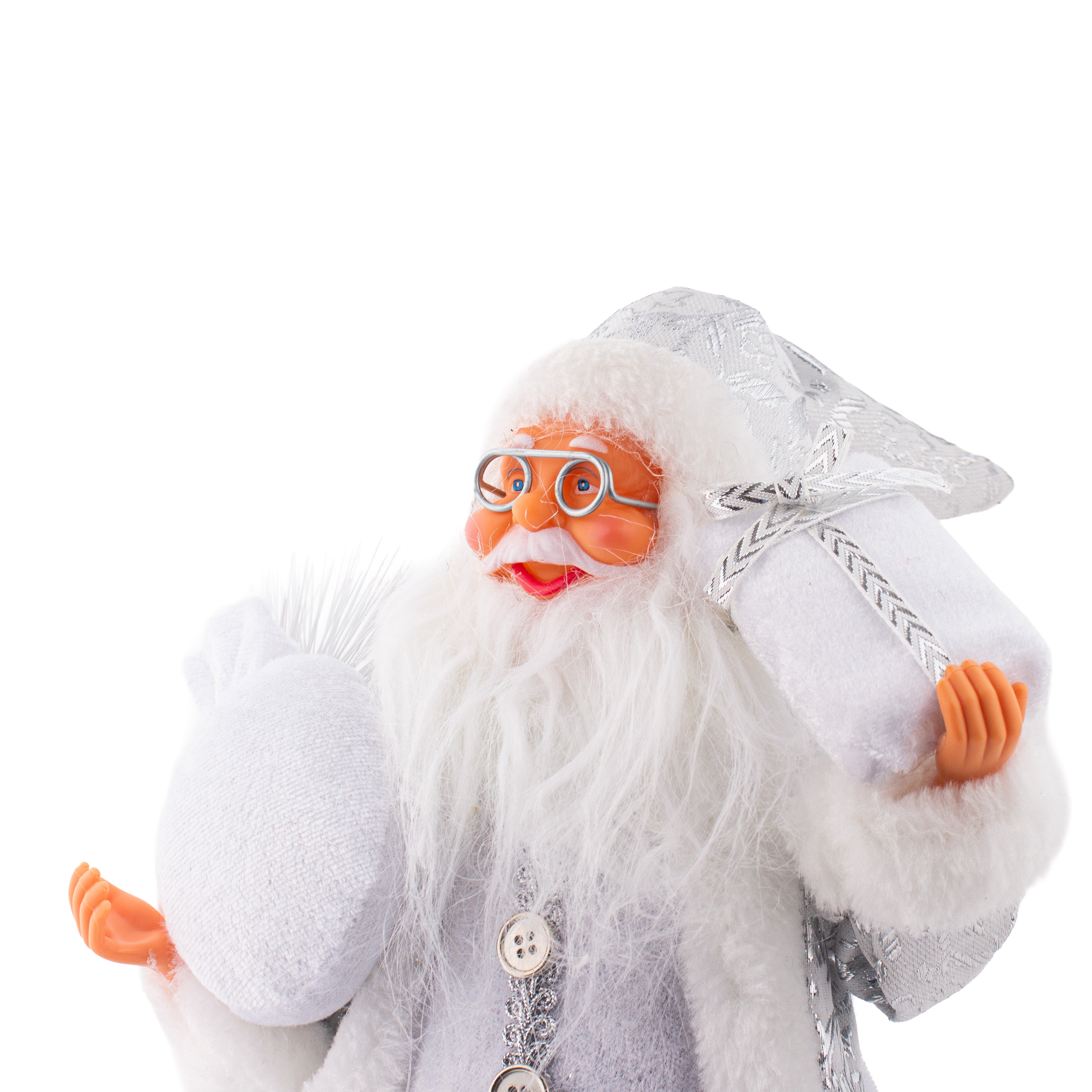 Christmas Figurine Doll Santa Claus with Gift Box Silver 17inch 1pc