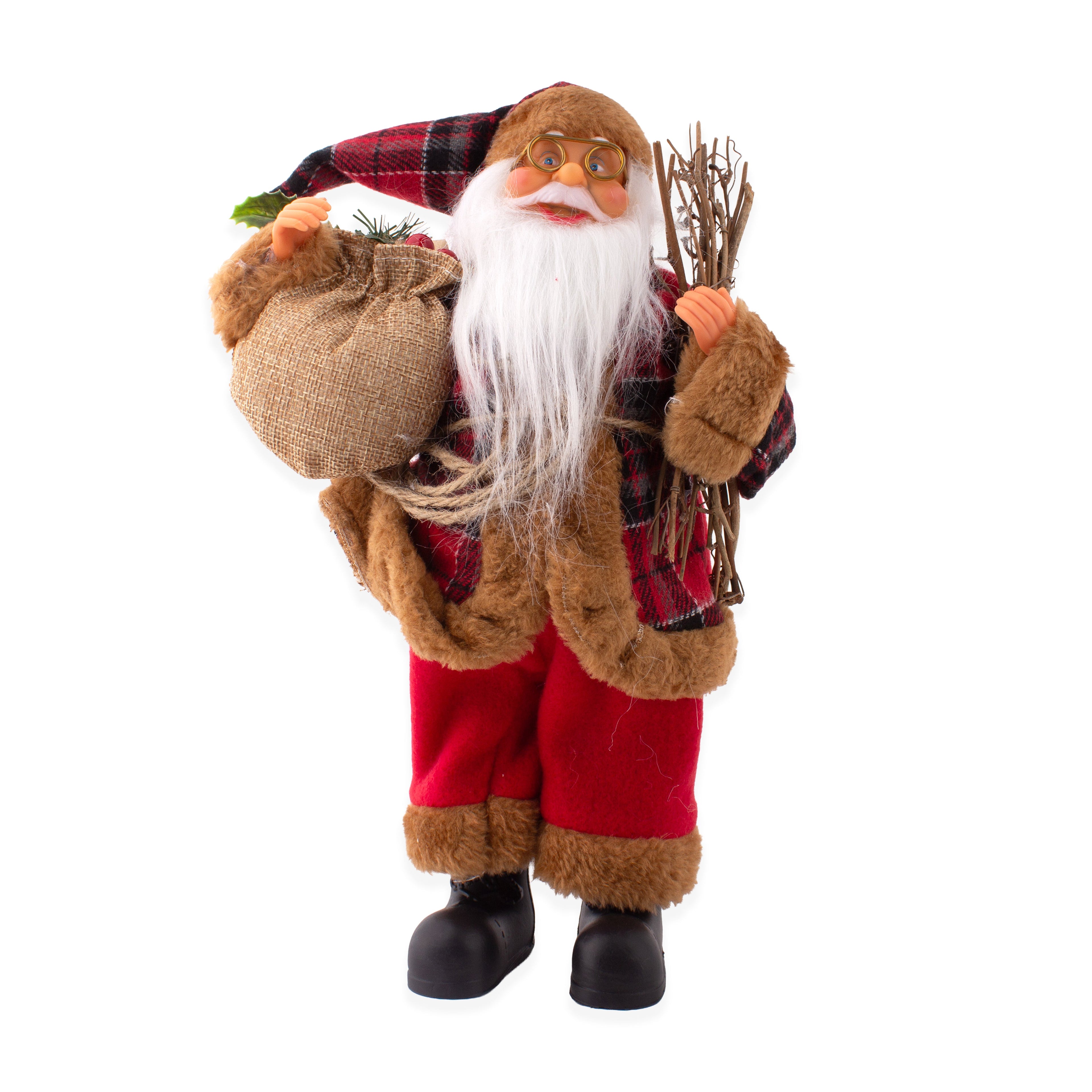 Christmas Figurine Doll Santa Claus with Decoration Stick Red 17inch 1pc