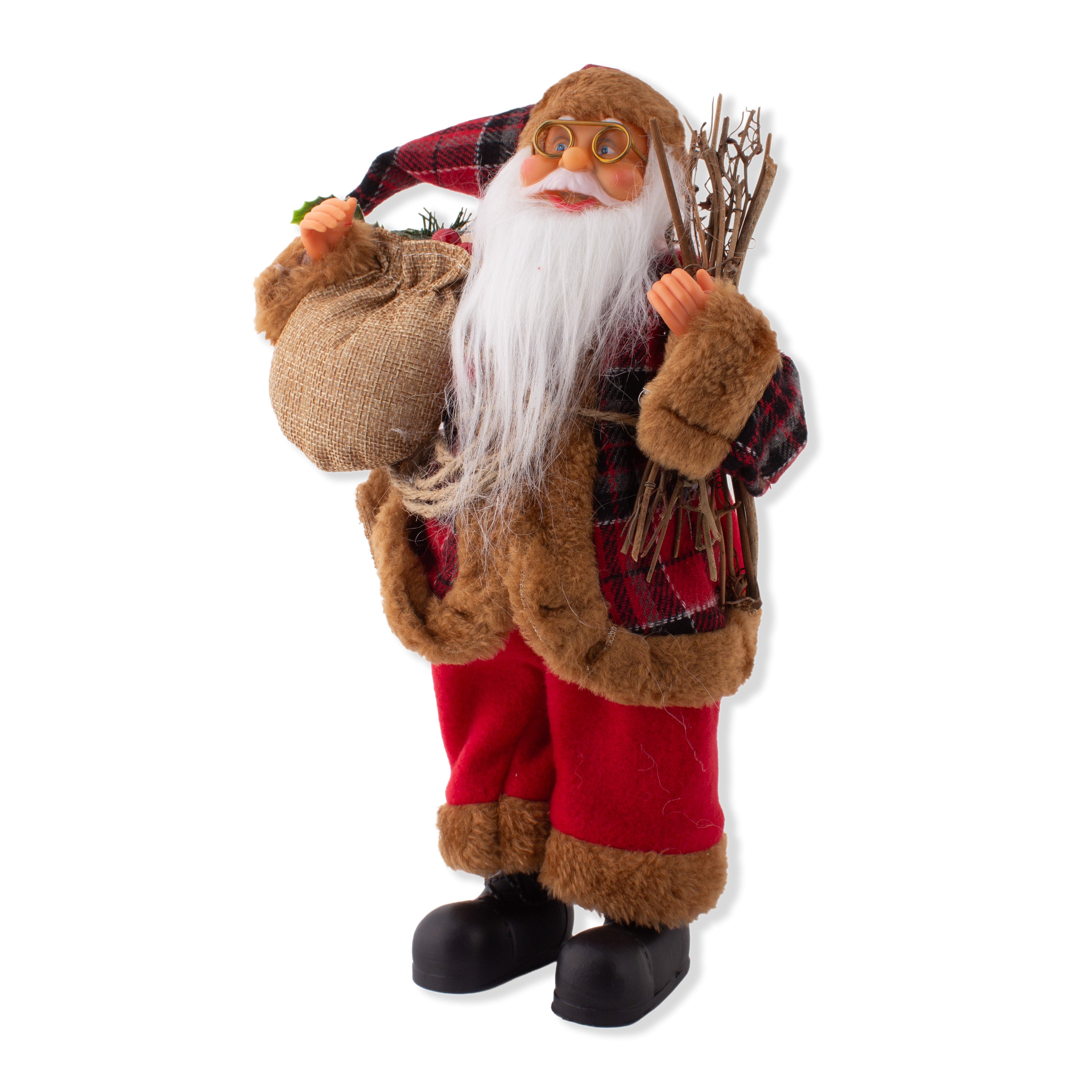 Christmas Figurine Doll Santa Claus with Decoration Stick Red 17inch 1pc