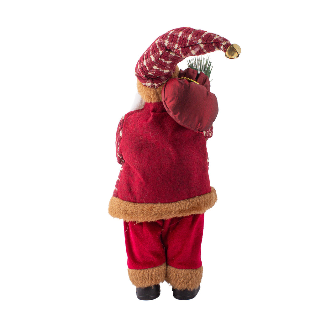 Christmas Figurine Doll Santa Claus with Red Berries and Lamp 17inch 1pc