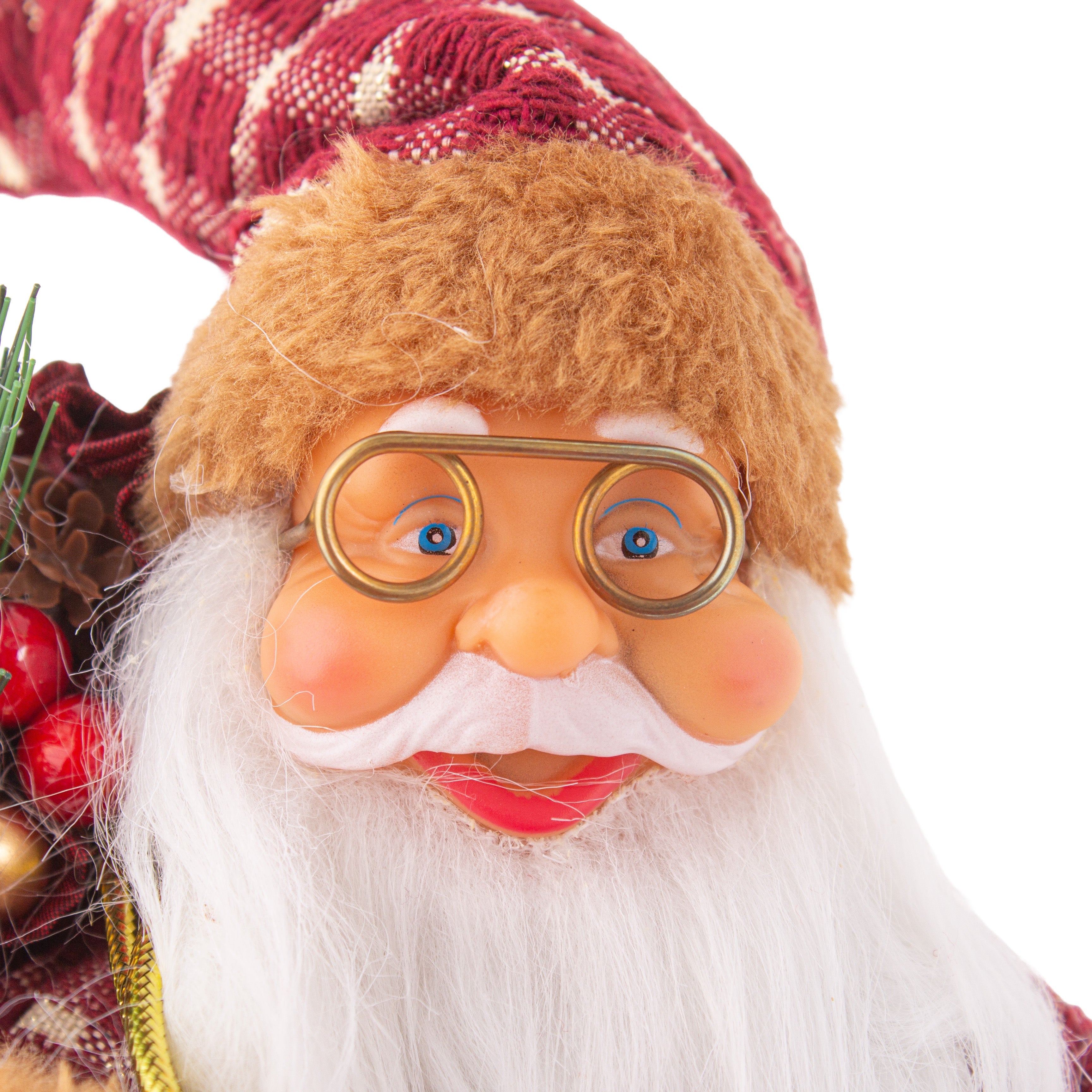 Christmas Figurine Doll Santa Claus with Red Berries and Lamp 17inch 1pc