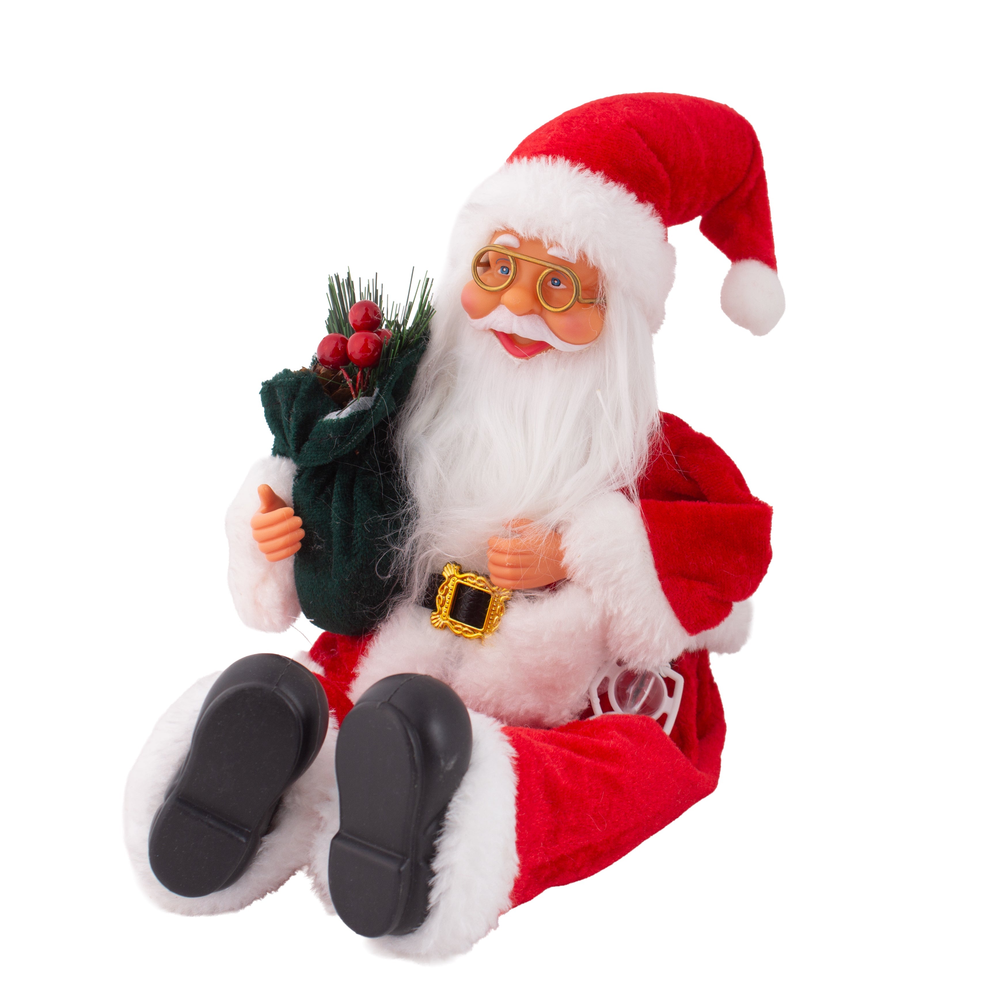 Christmas Figurine Doll Santa Claus Sitting with Red Berries 15inch 1pc