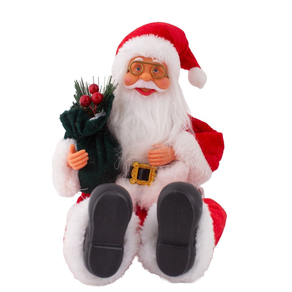 Christmas Figurine Doll Santa Claus Sitting with Red Berries 15inch 1pc