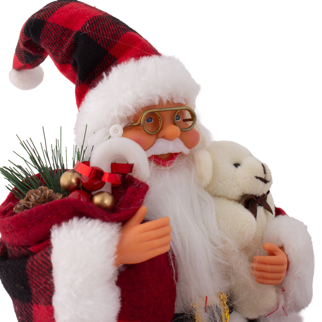 Christmas Figurine Doll Santa Claus with Teddy Bear 16inch 1pc
