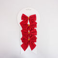Christmas Decorative Printed Metallic Bow Red 4pc 3.5inch X 3.5inch 1Pack