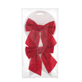 Christmas Decorative Printed Metallic Bow Red 3pc 4inch X 4inch 1Pack