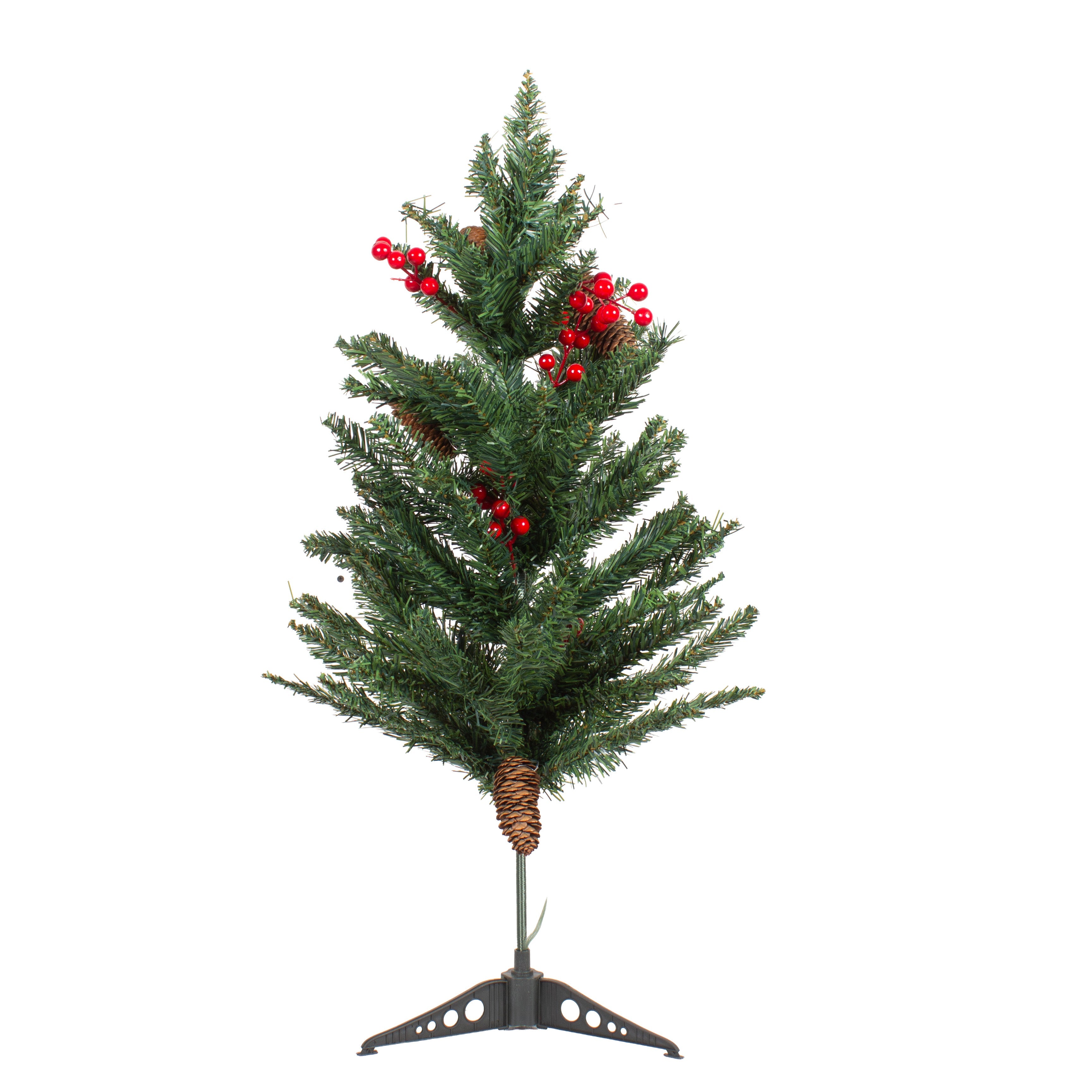 Premium Christmas Tree with Pine Cones & Red Berries 3ft (90cm) 1pc Box (73 Branches)