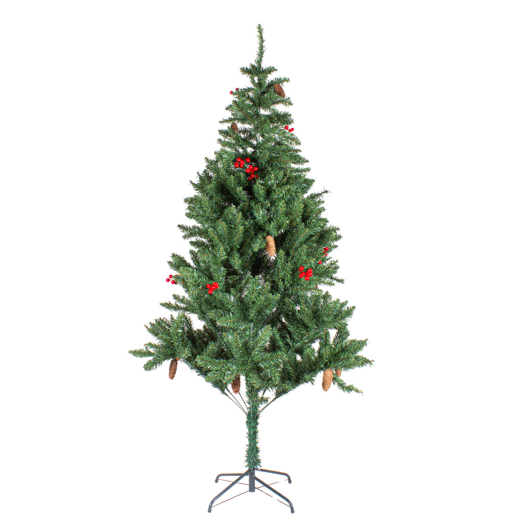 Christmas Premium Tree with Metal Stand Pine Cones & Red Berries 4 Ft (120cm) 1pc Box