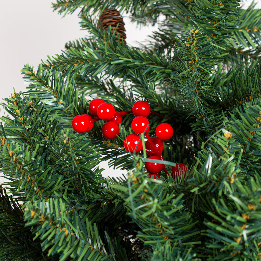 Christmas Premium Tree with Metal Stand Pine Cones & Red Berries 4 Ft (120cm) 1pc Box