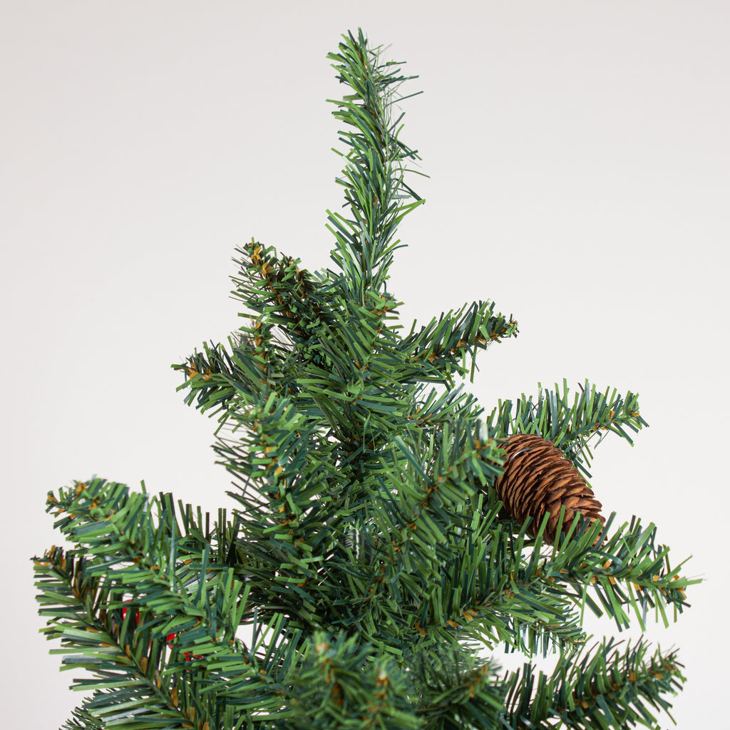 4 Feet - Christmas Premium Tree with Metal Stand Pine Cones & Red Berries 1pc  (Ornaments Combo)