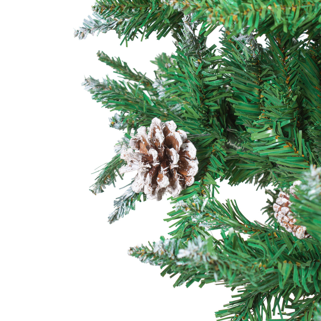 Frosted Christmas Tree with Metal Stand & Pine Cones 4 Ft (120cm) 1pc Box