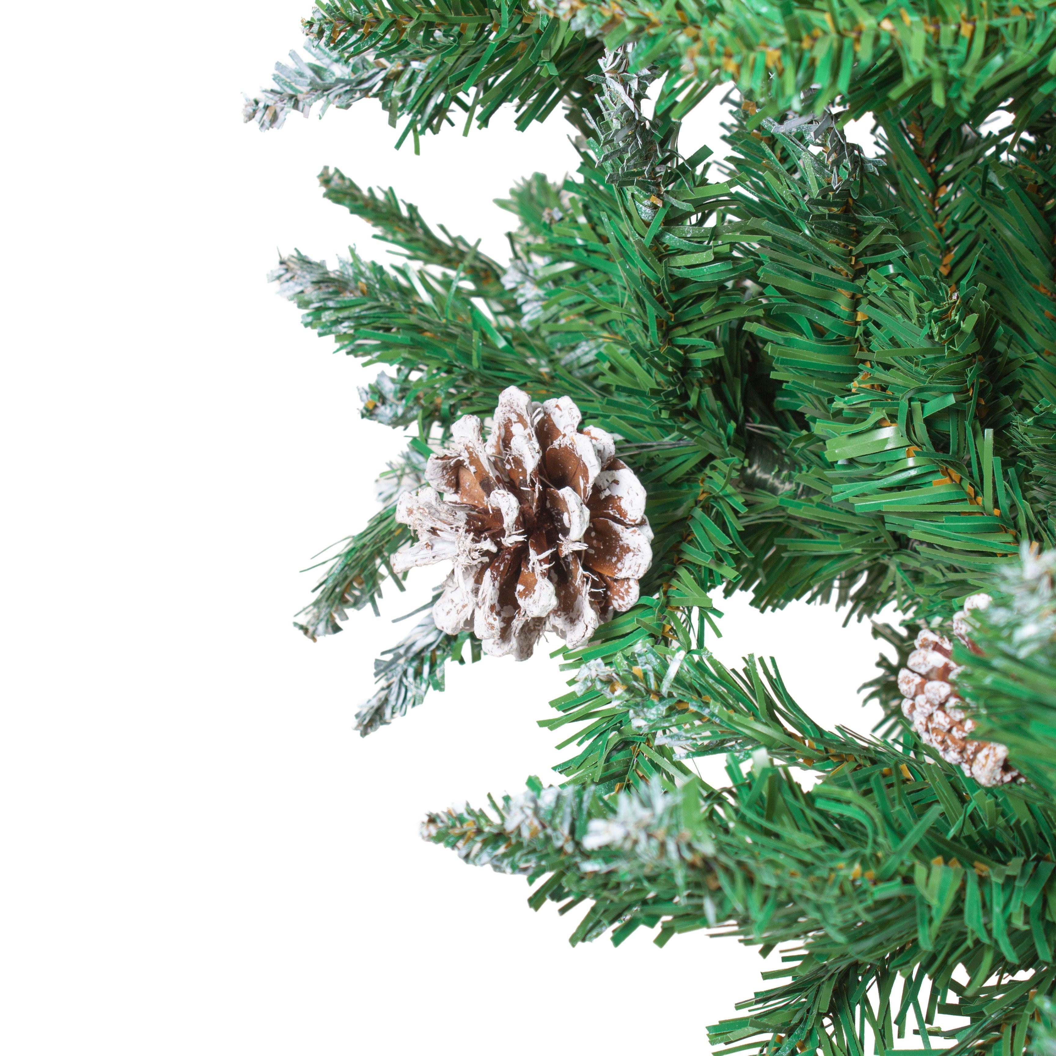 4 Feet - Frosted Christmas Tree with Metal Stand & Pine Cones 1pc  (Ornaments Combo)