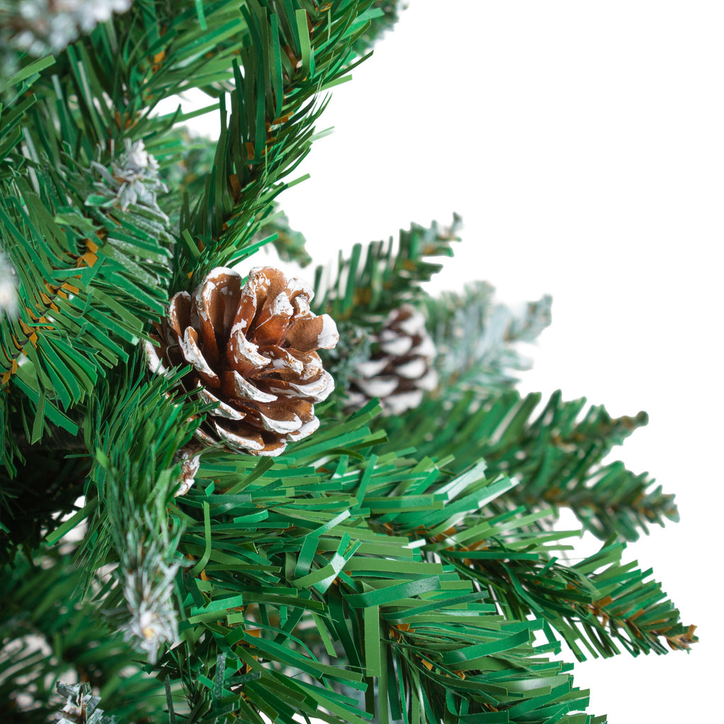 4 Feet - Frosted Christmas Tree with Metal Stand & Pine Cones 1pc  (Ornaments Combo)