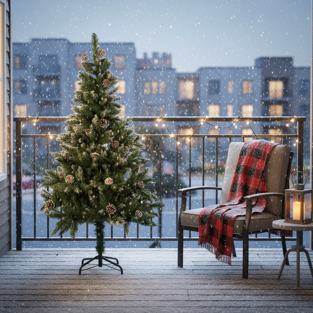 Frosted Christmas Tree with Metal Stand & Pine Cones 4 Ft (120cm) 1pc Box