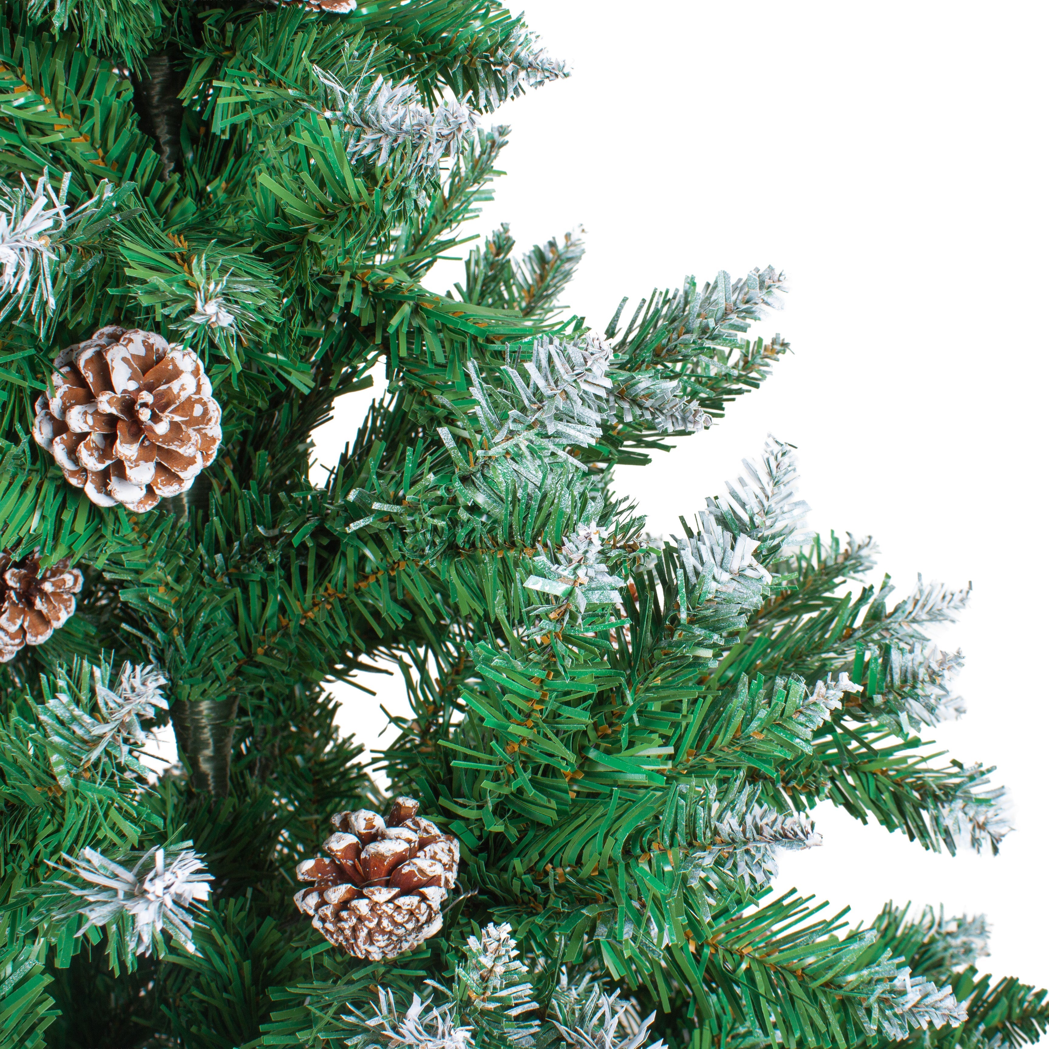 5 Feet - Frosted Christmas Tree with Metal Stand & Pine Cones (150cm) 1pc  (Ornaments Combo)