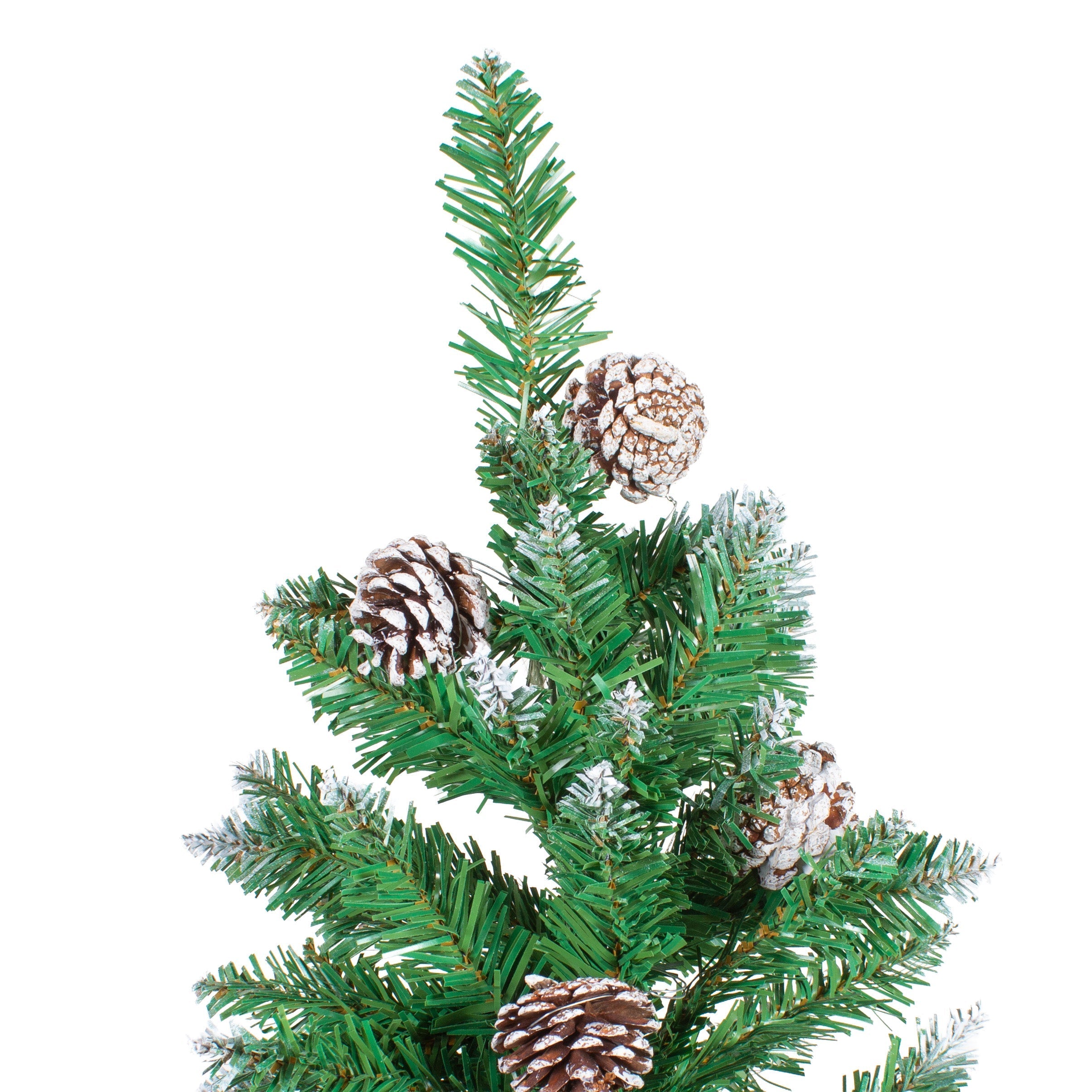 6 Feet - Frosted Christmas Tree with Metal Stand & Pine Cones (180cm) 1pc Box  (Ornaments Combo)