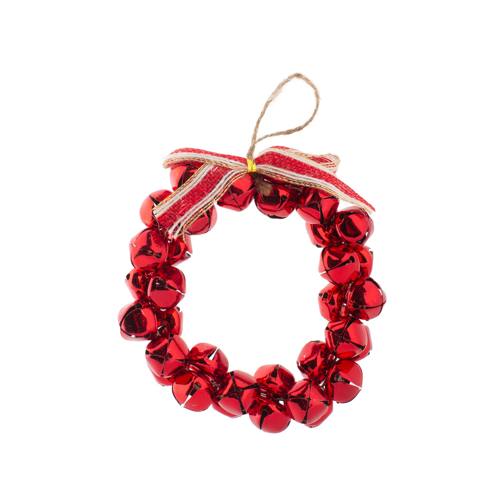 CHRISTMAS Metal Jingle Nut Bell Wreath Red 12cm 1pc