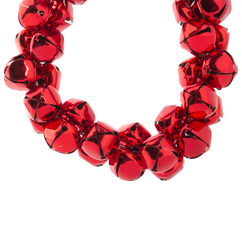 CHRISTMAS Metal Jingle Nut Bell Wreath Red 12cm 1pc