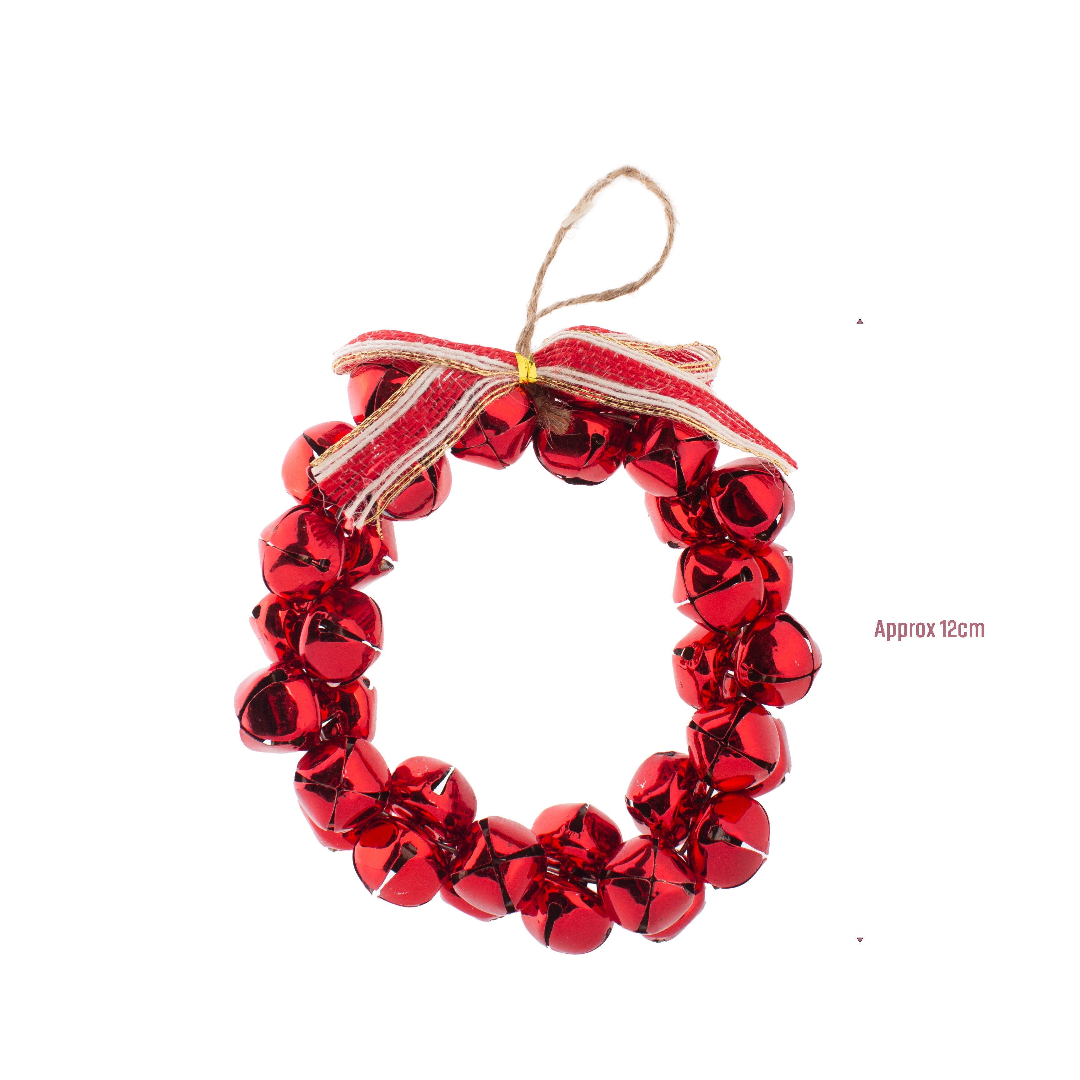 CHRISTMAS Metal Jingle Nut Bell Wreath Red 12cm 1pc