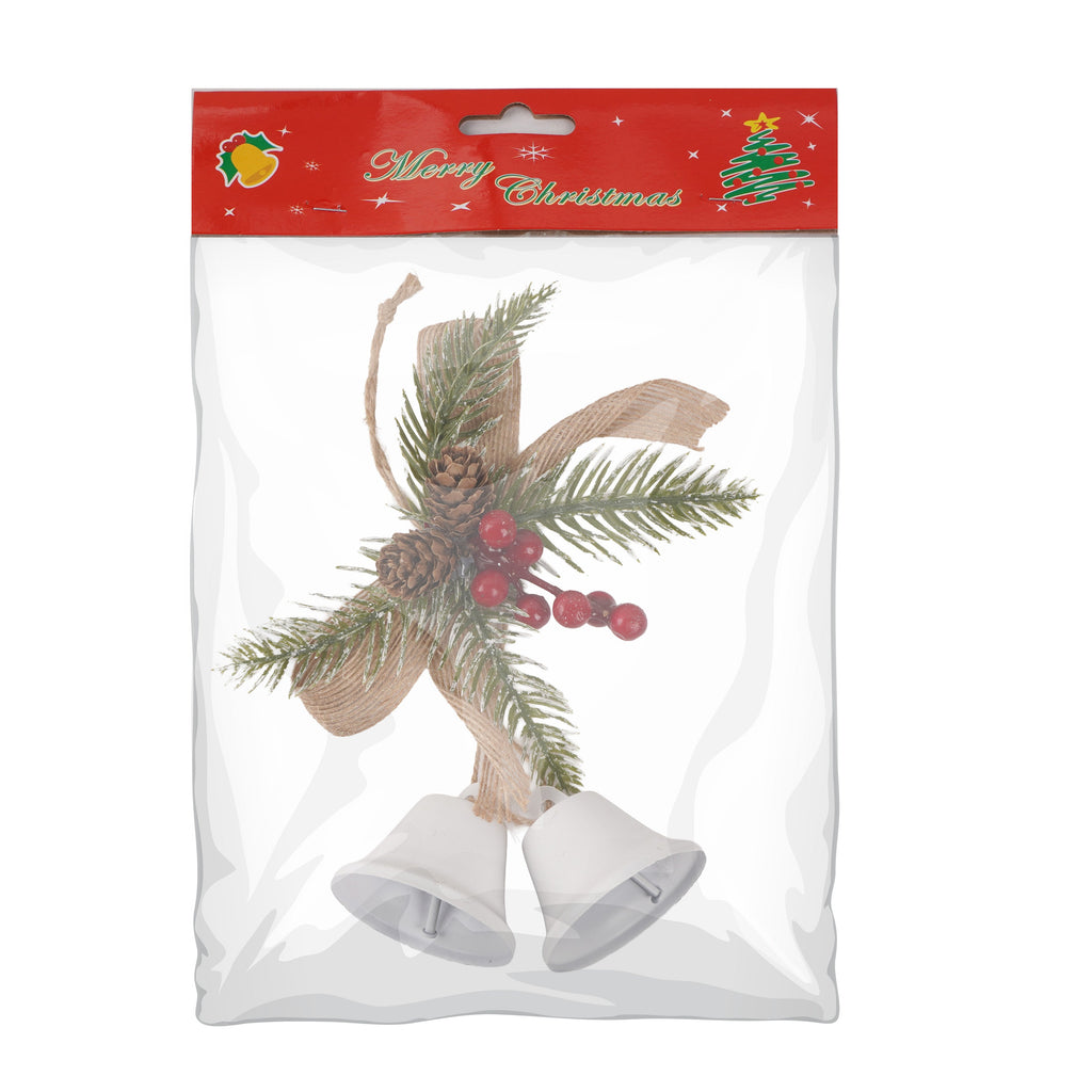 Christmas Hanging Bow & Berries with White Bell 8inch 1pc