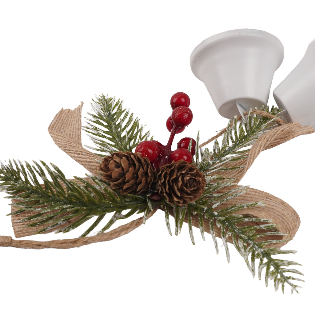 Christmas Hanging Bow & Berries with White Bell 8inch 1pc