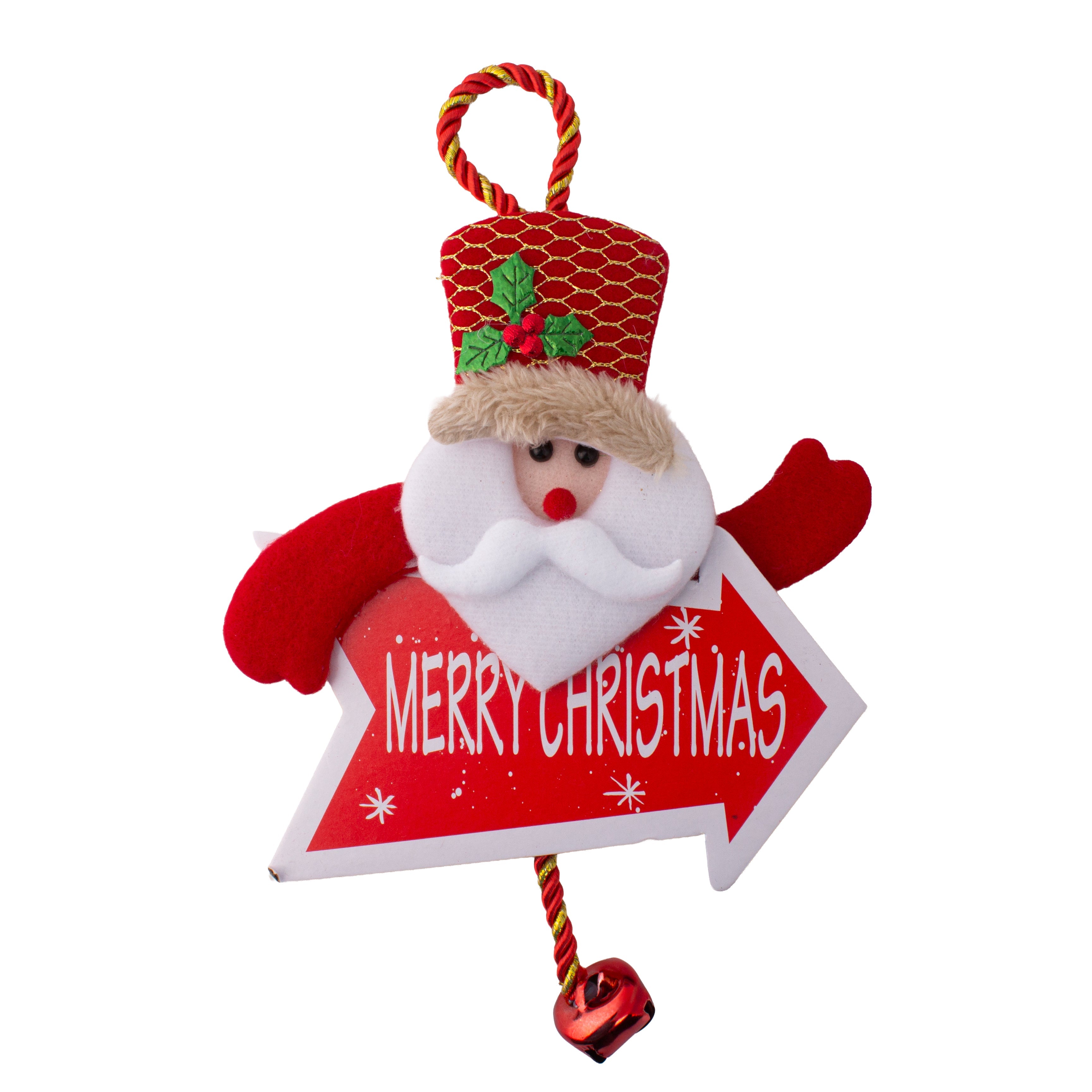 Christmas Hanging Santa with Merry Christmas Sign 9inch 1pc
