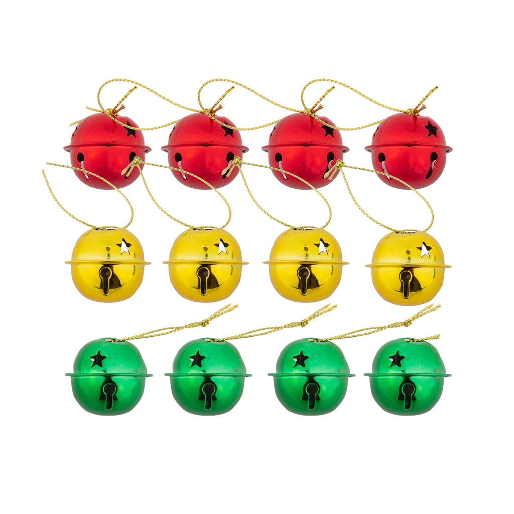Christmas Hanging Metal Bells 9pc