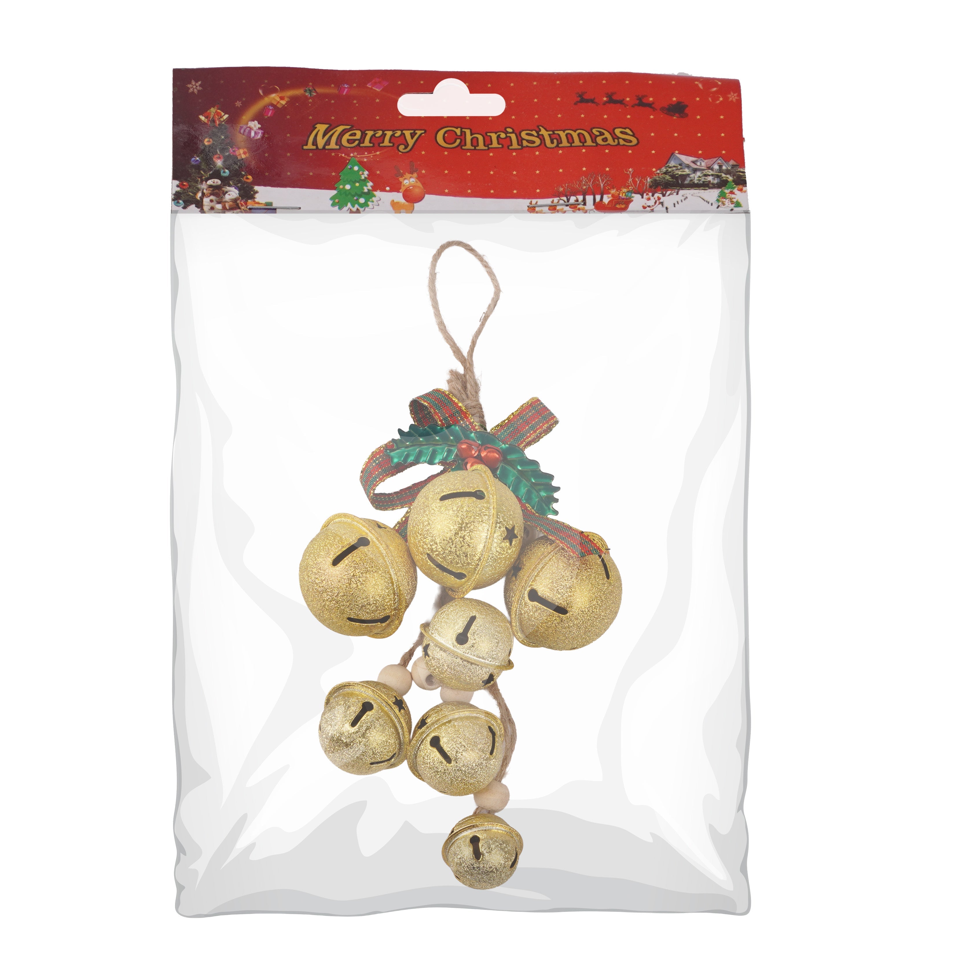 Christmas Hanging Bunch of Metal Bells Gold 2.0cm to 4cm 1Bunch