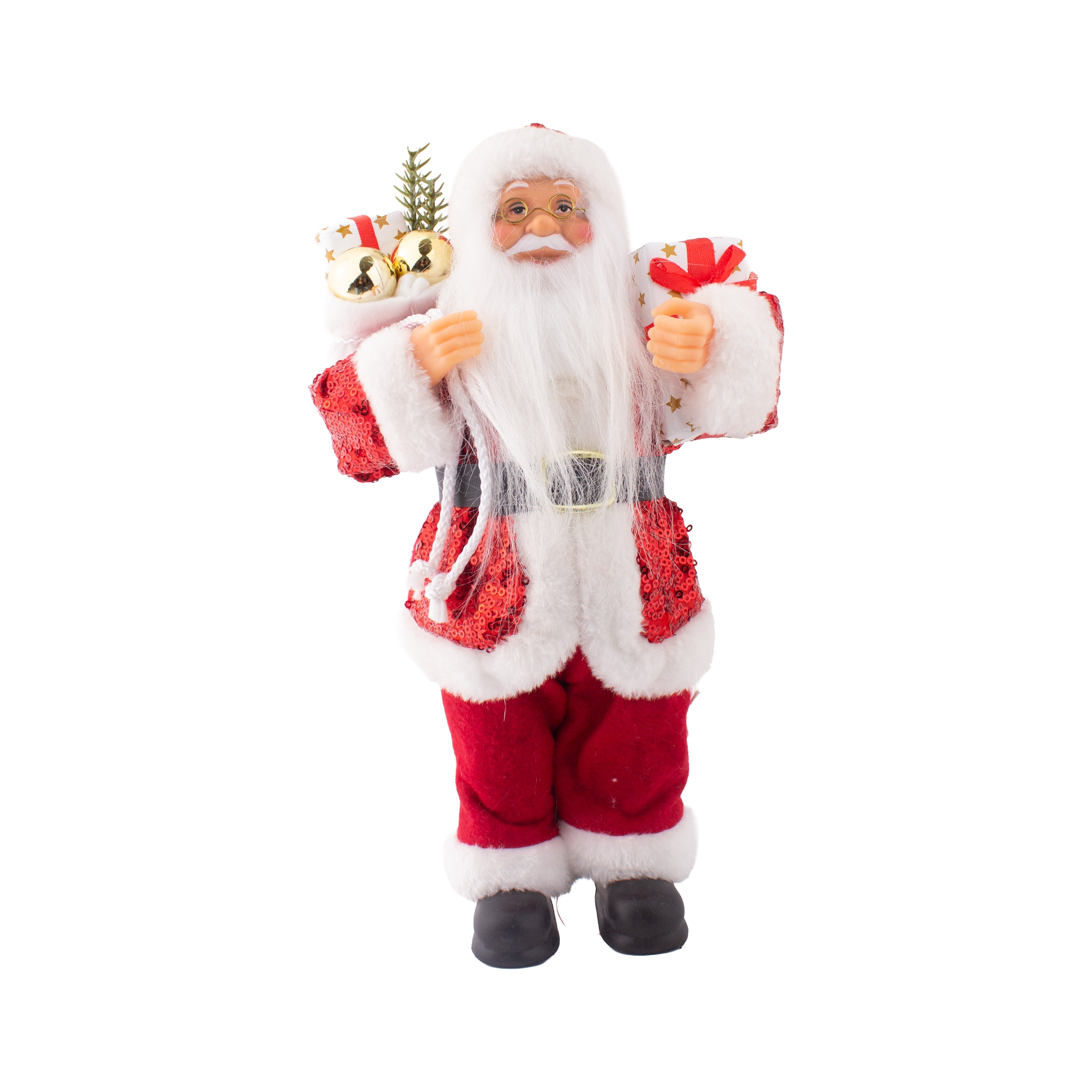 Christmas Santa Claus Figurine with Bag of Gifts 30cm 1pc