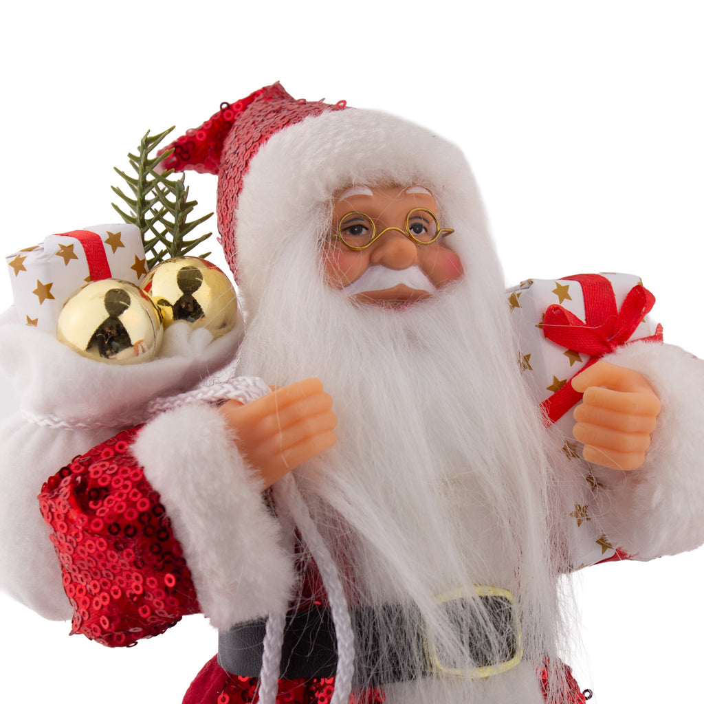 Christmas Santa Claus Figurine with Bag of Gifts 30cm 1pc