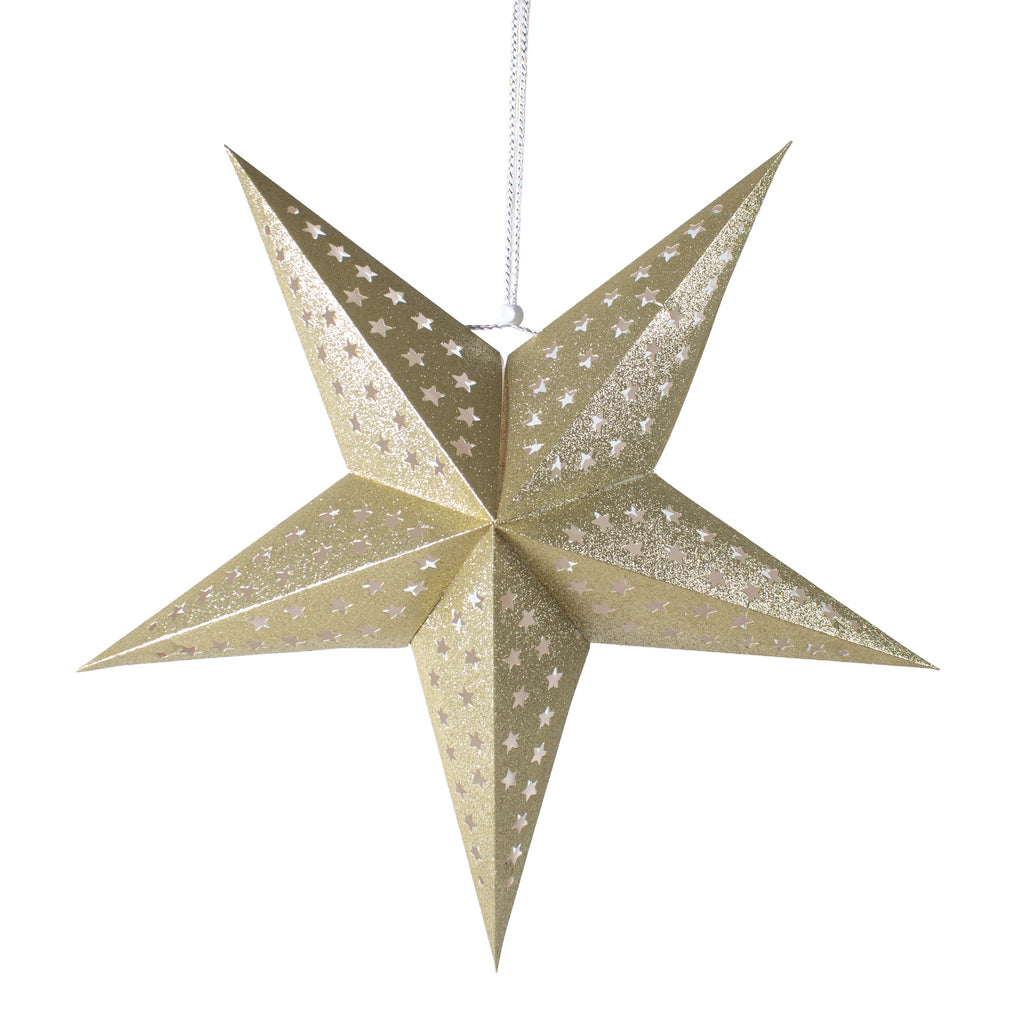 3D Glitter Paper Star Hanging Ornament 90cm 1pc