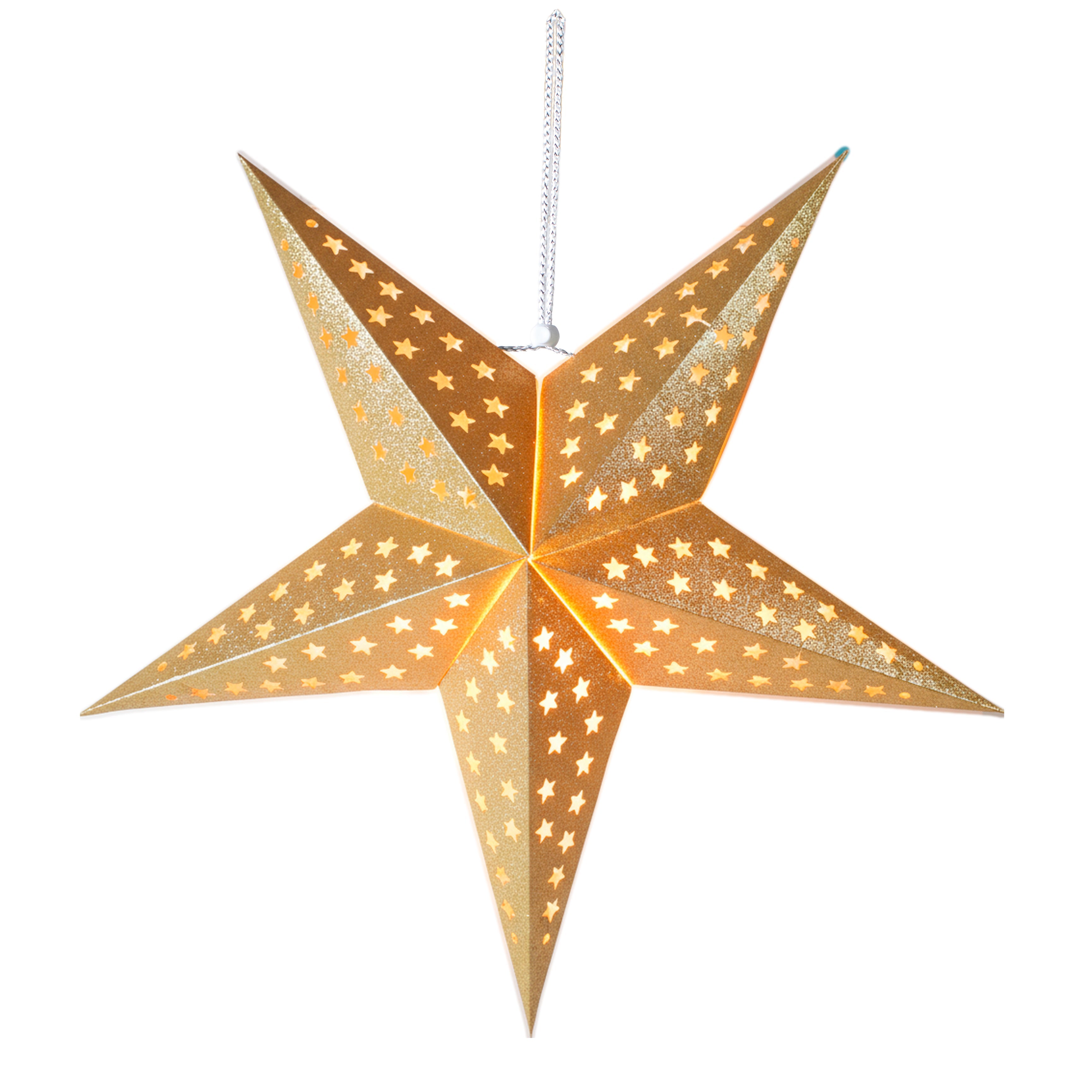 3D Glitter Paper Star Hanging Ornament 90cm 1pc