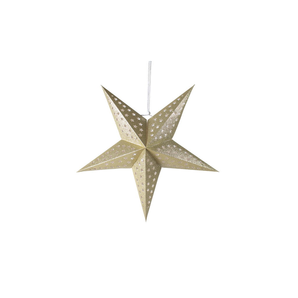 3D 5 Point Glitter Paper Star Hanging Ornament Star Shaped Holes 45cm 1pc