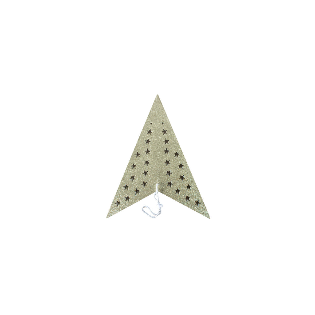 3D 5 Point Glitter Paper Star Hanging Ornament Star Shaped Holes 45cm 1pc