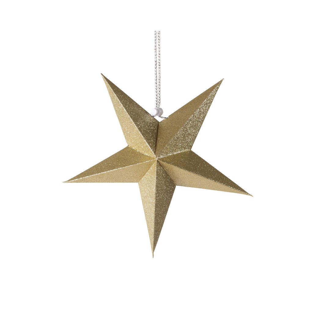 3D 5 Point Glitter Paper Star Hanging Ornament 30cm 1pc