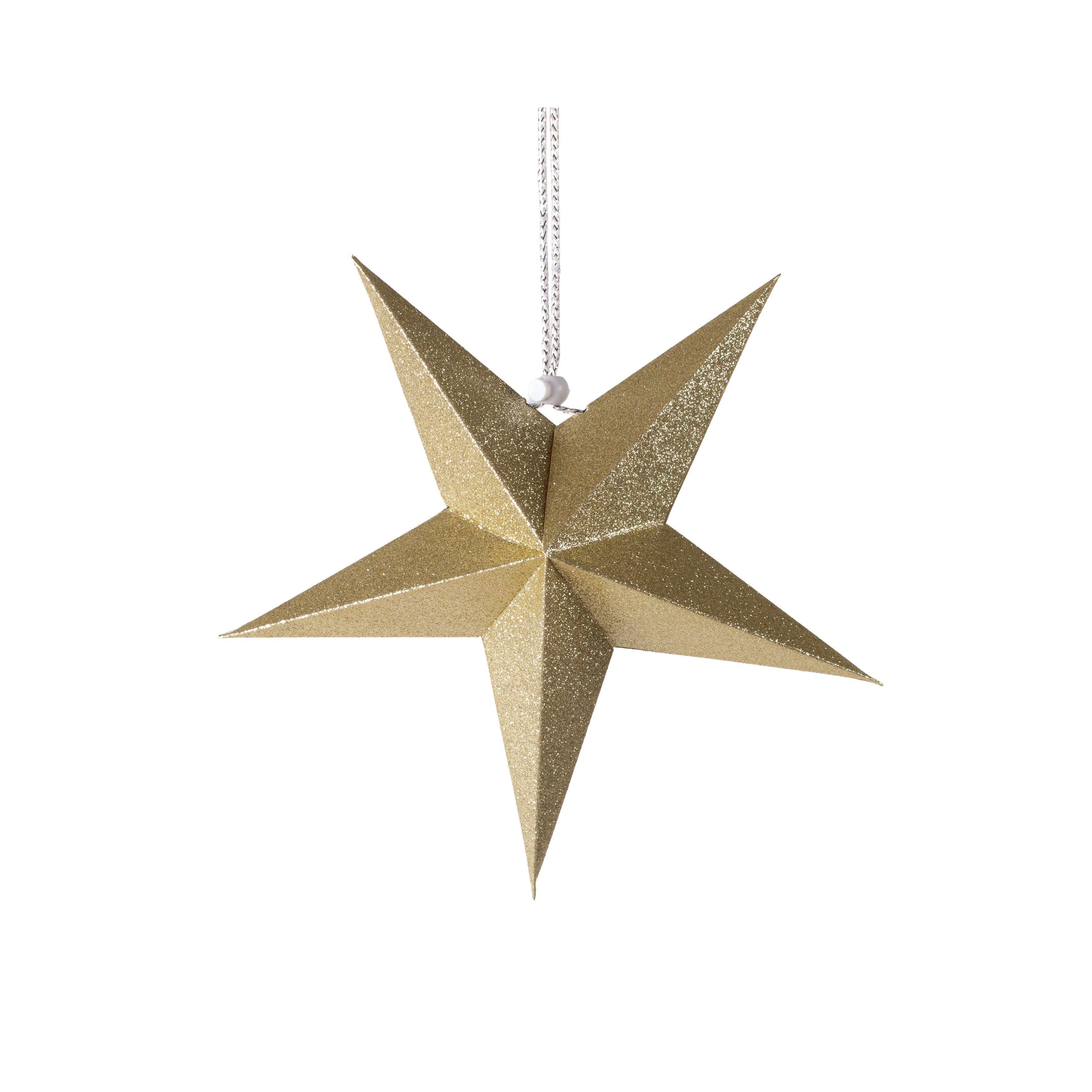3D 5 Point Glitter Paper Star Hanging Ornament 30cm 1pc