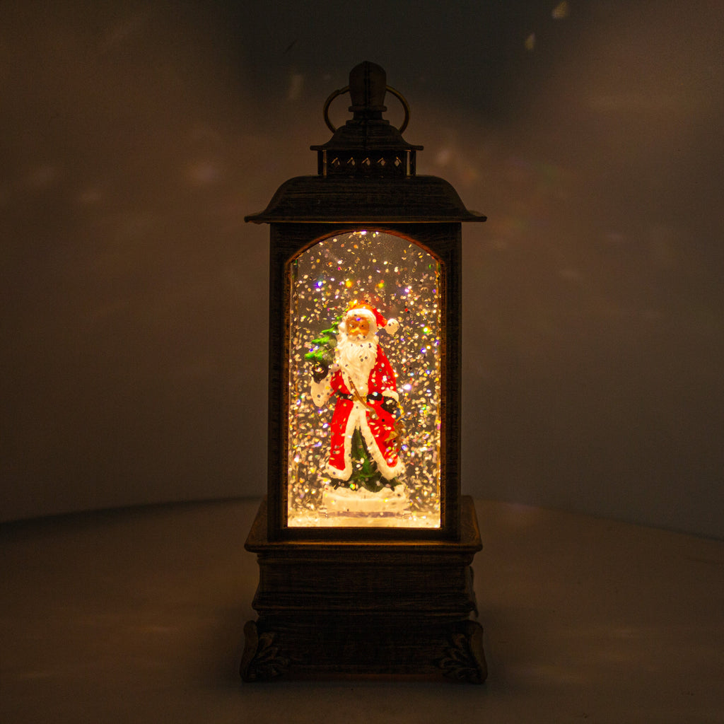 Christmas Light and Music Snow Lantern with Dancing Santa USB and Battery Powered H9inch X 3inch 1pc Box