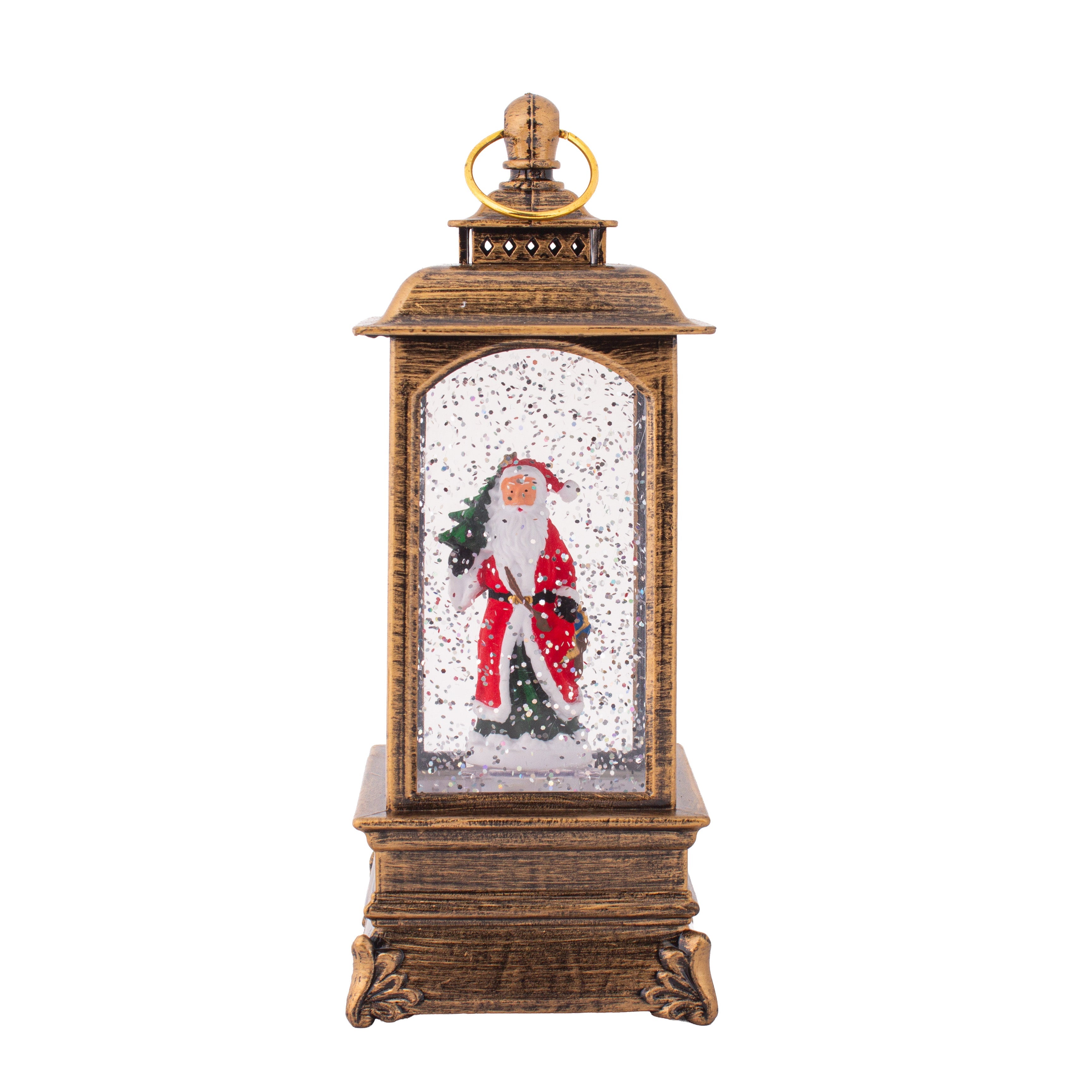 Christmas Light and Music Snow Lantern with Dancing Santa USB and Battery Powered H9inch X 3inch 1pc Box