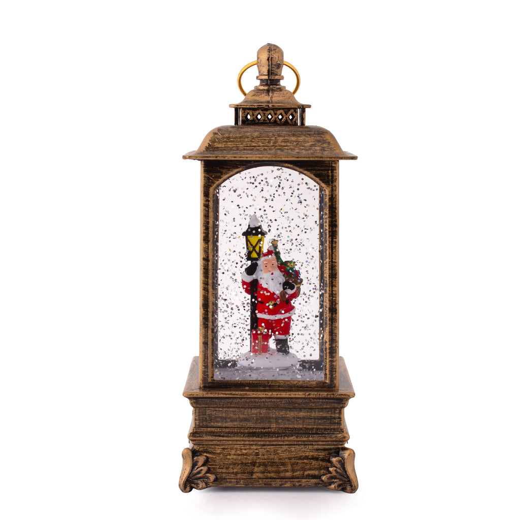 Christmas Light and Music Snow Lantern Santa with Lamp USB and Battery Powered H9inch X 3inch 1pc Box