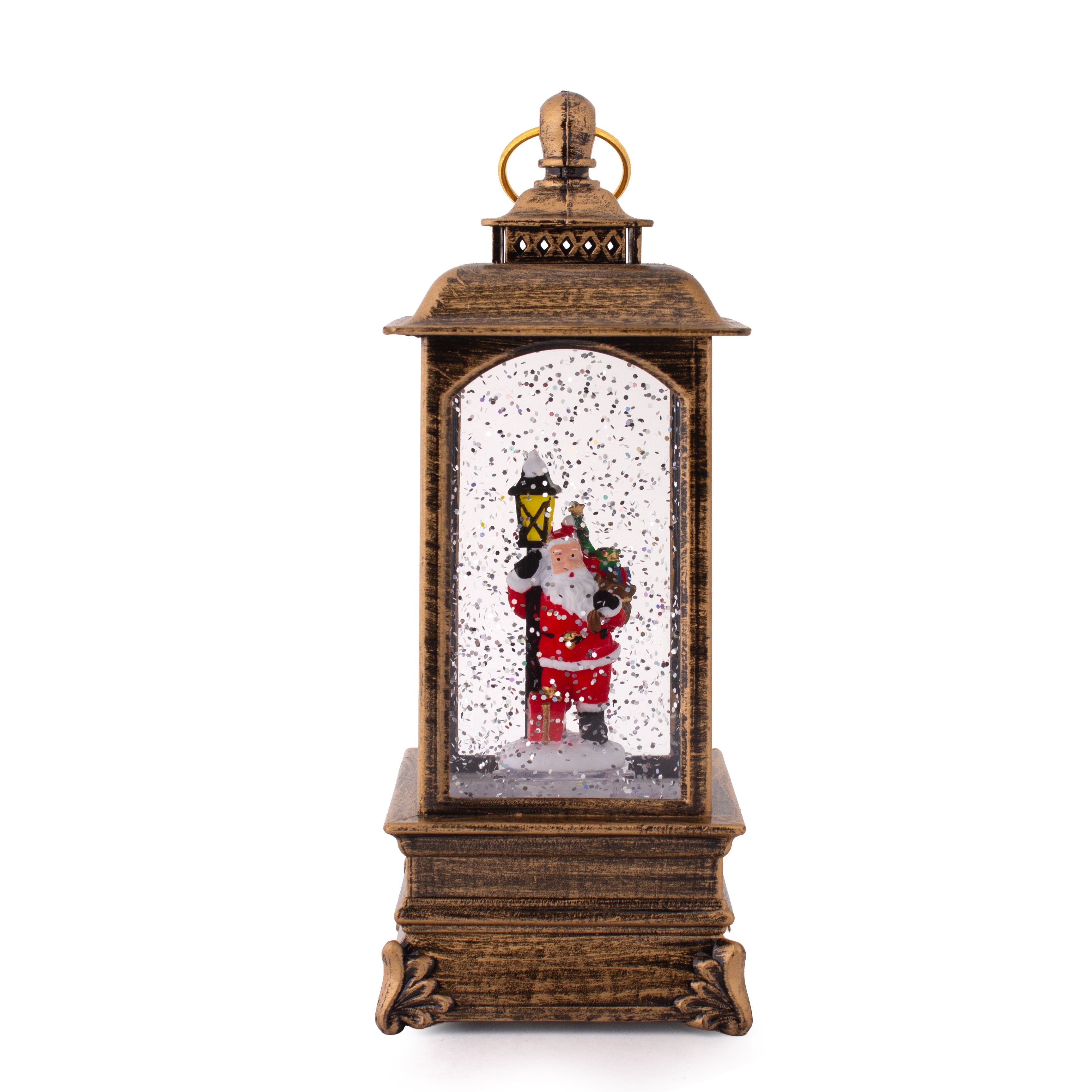 Christmas Light and Music Snow Lantern Santa with Lamp USB and Battery Powered H9inch X 3inch 1pc Box