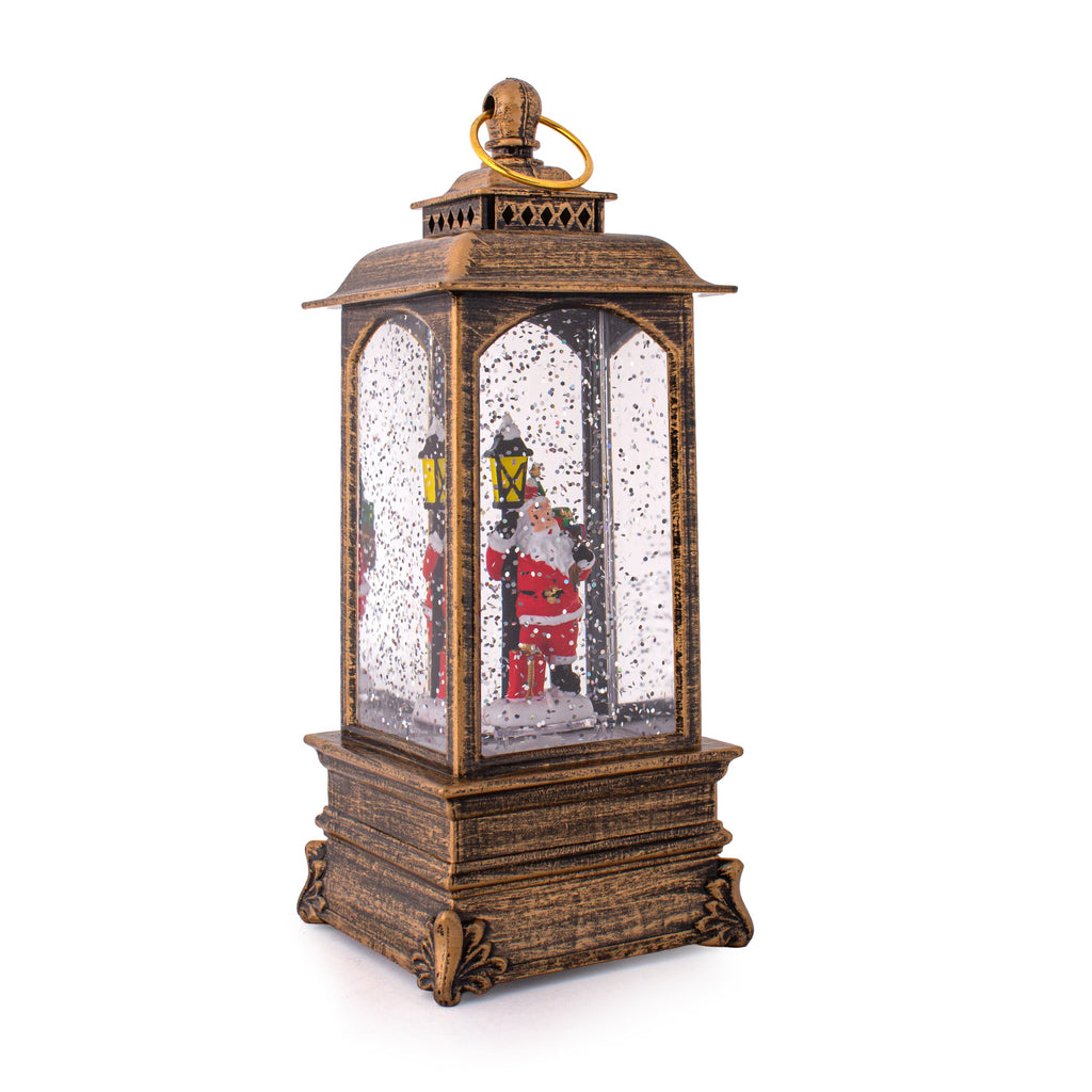 Christmas Light and Music Snow Lantern Santa with Lamp USB and Battery Powered H9inch X 3inch 1pc Box