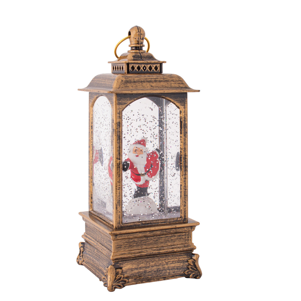 Christmas Light and Music Snow Lantern Standing Santa USB and Battery Powered H9inch X 3inch 1pc Box