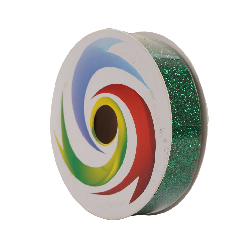 Christmas Glitter Ribbon Green 1.8mm X 2.7mtr 1pc