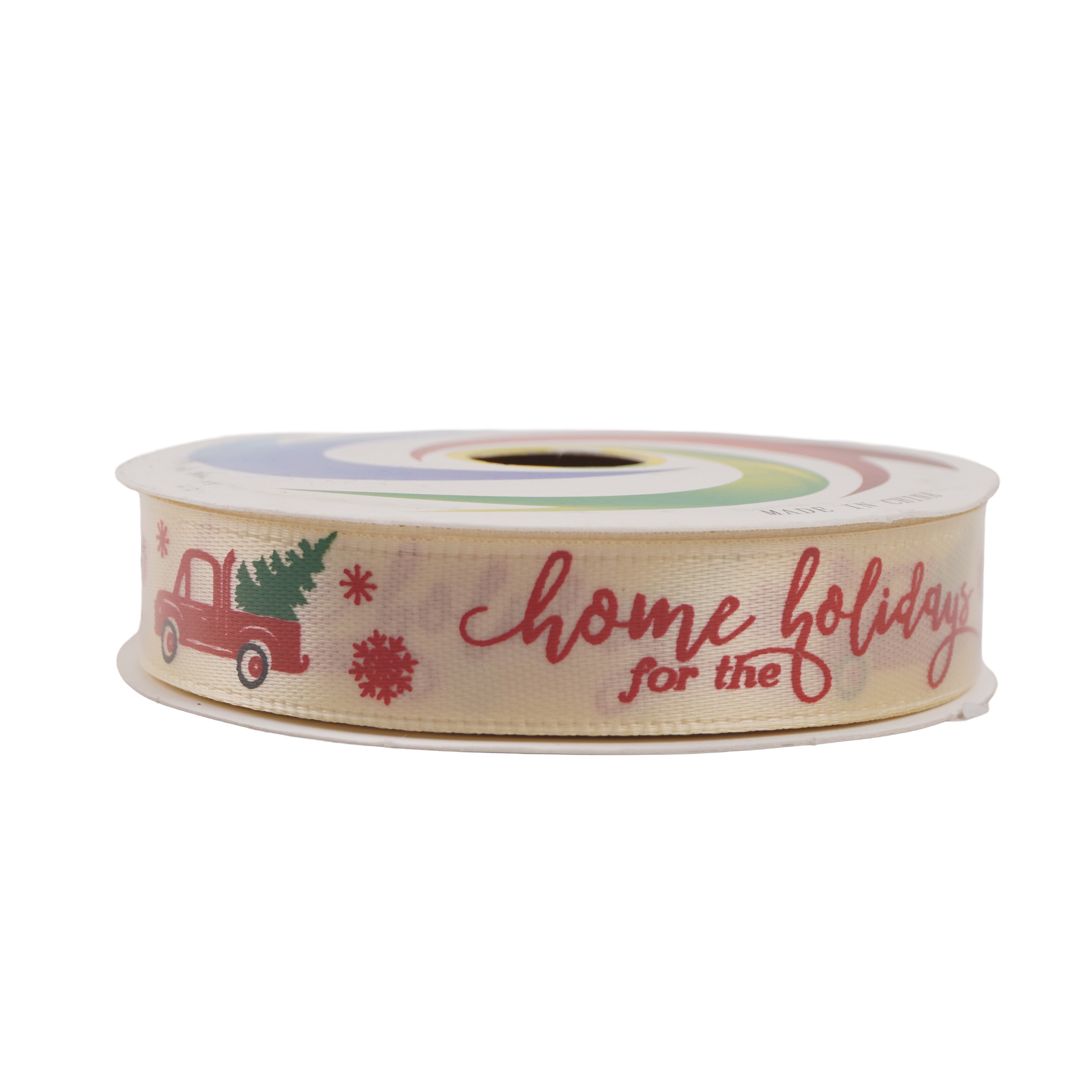 Christmas Printed Satin Ribbon Home for Holidays 1.8mm X 2.7mtr 1pc