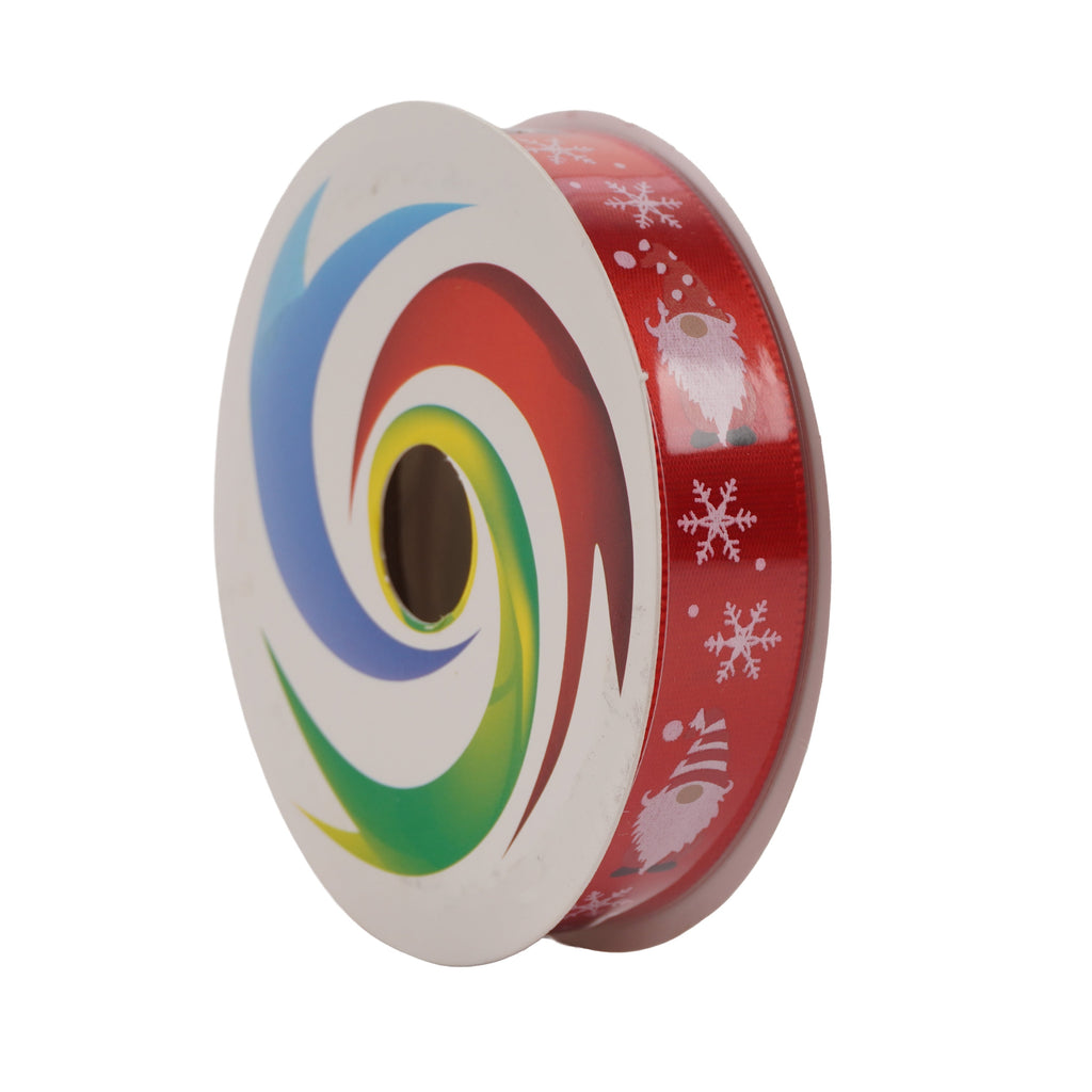Christmas Printed Satin Ribbon Gnomes 1.8mm X 2.7mtr 1pc