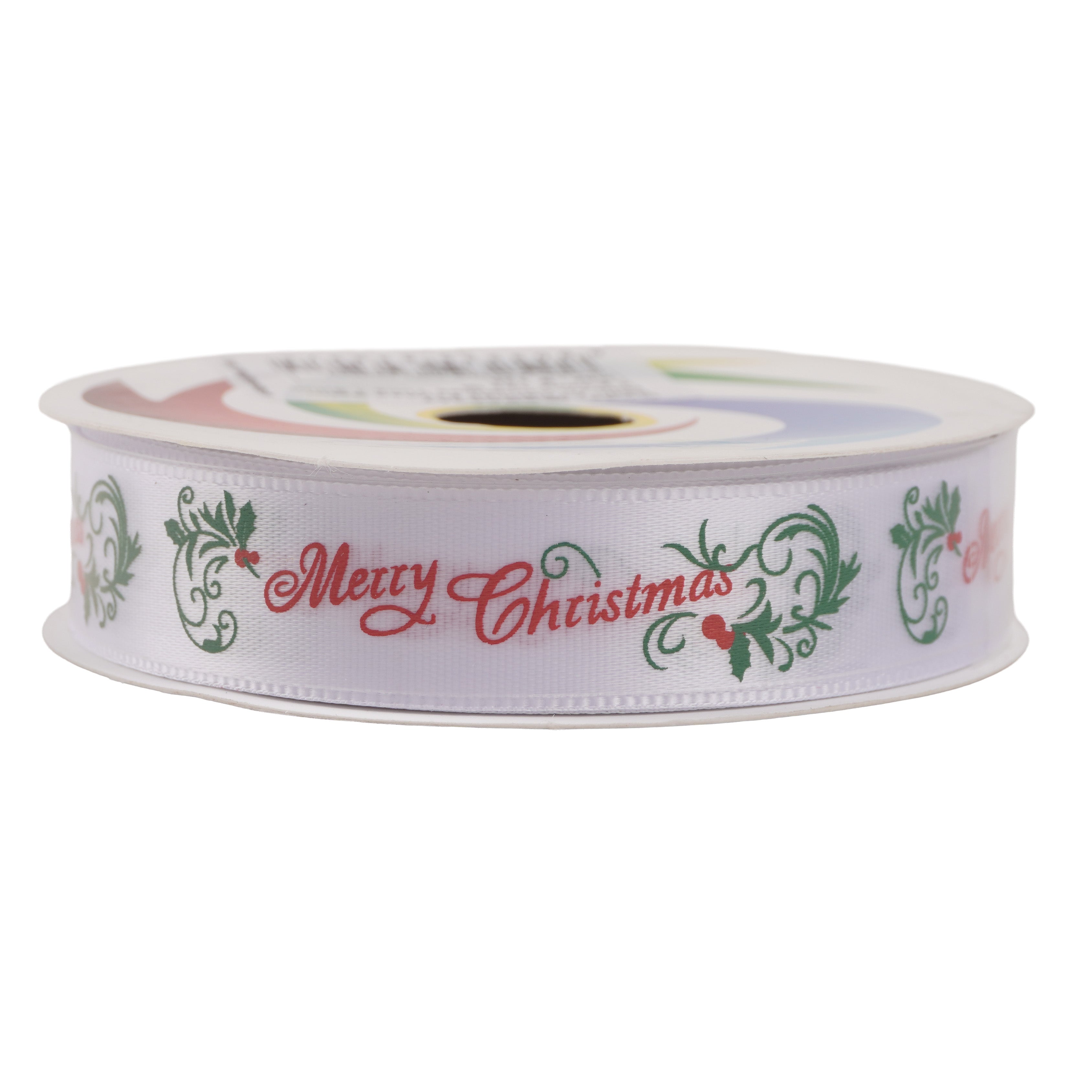 Christmas Printed Satin Ribbon Christmas Time 1.8mm X 2.7mtr 1pc